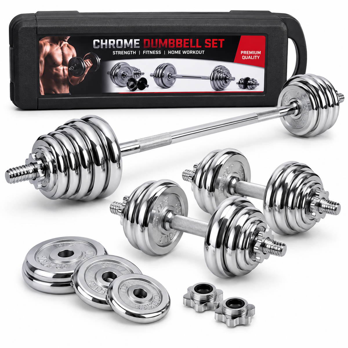 50KG Chrome Dumbbell Set